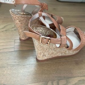 Vince Camuto tan strap espadrille wedges